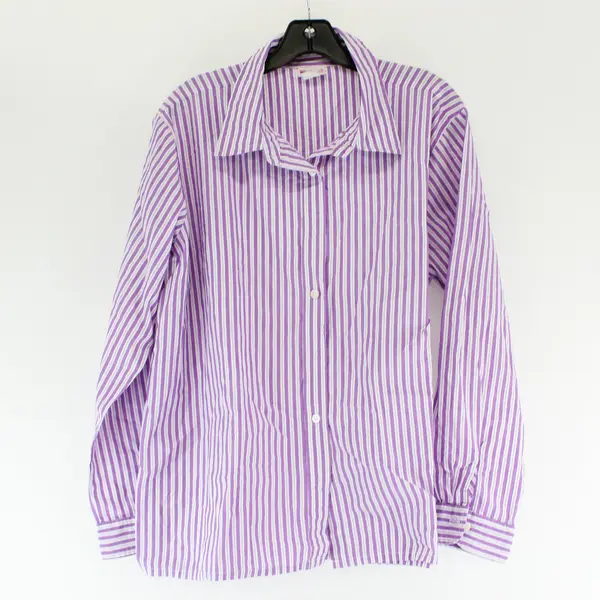 American Sweetheart Purple/White Horizontal Long Sleeve Button Up Womens Size XL
