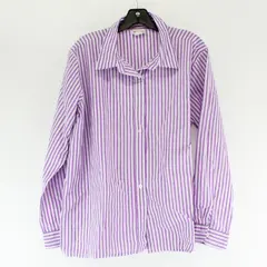 American Sweetheart Purple/White Horizontal Long Sleeve Button Up Womens Size XL
