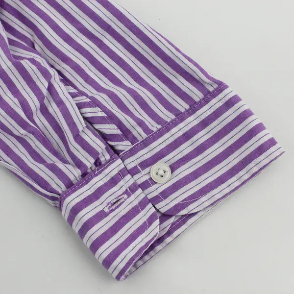 American Sweetheart Purple/White Horizontal Long Sleeve Button Up Womens Size XL