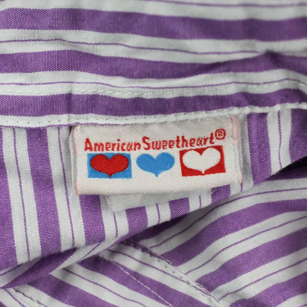 American Sweetheart Purple/White Horizontal Long Sleeve Button Up Womens Size XL
