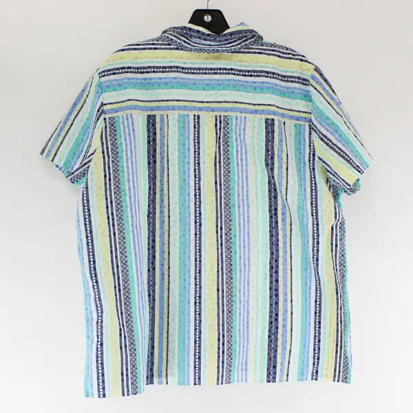 Alfred Dunner Multicolor Abstract Striped Short Sleeve Button Up Top Womens Sz L