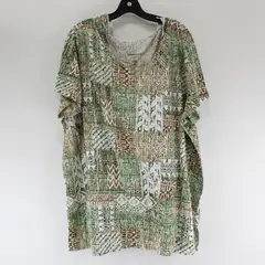 Women Within Green/Brown/White Block Print Short Sleeve Top Womens Size 2X 26/28