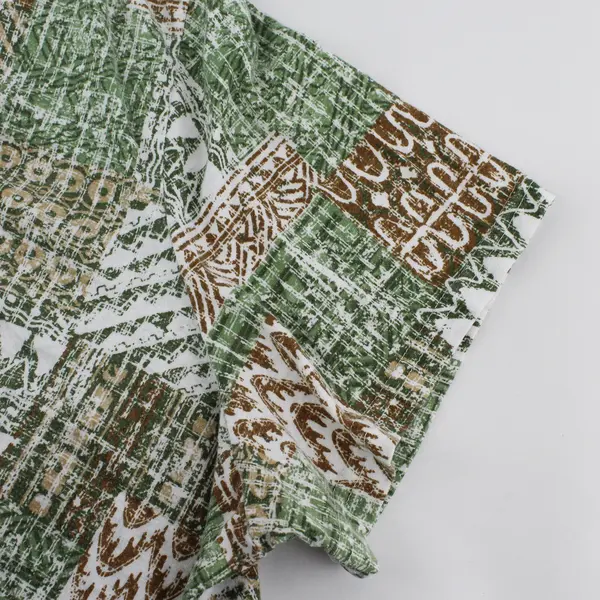 Women Within Green/Brown/White Block Print Short Sleeve Top Womens Size 2X 26/28