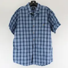 G. H Bass & Co Blue Plaid Short Sleeve Casual Button Up 100% Cotton Mens Size XL
