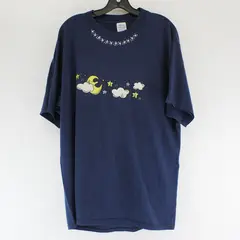 Fashion Gear Solid Blue Moon/Star Print Short Sleeve T-Shirt Women's Size XL