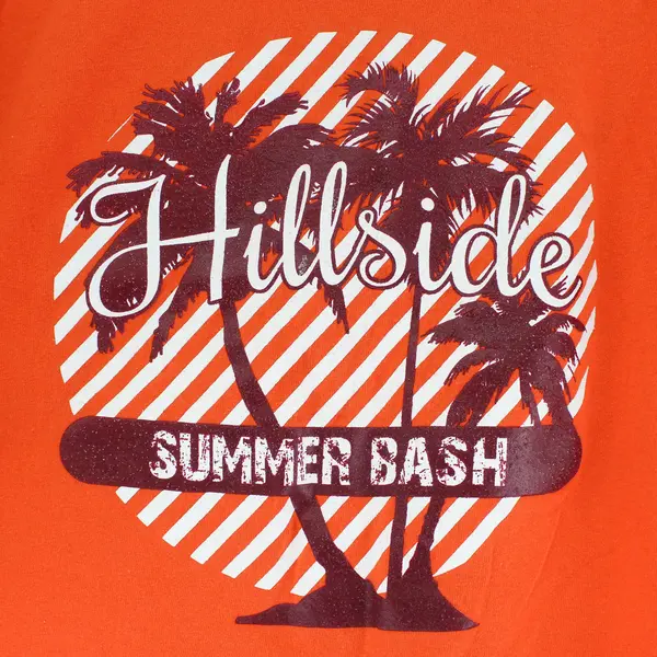 Gildan Orange "Hillside Summer Bash" Print Short Sleeve T-Shirt Men's Size L
