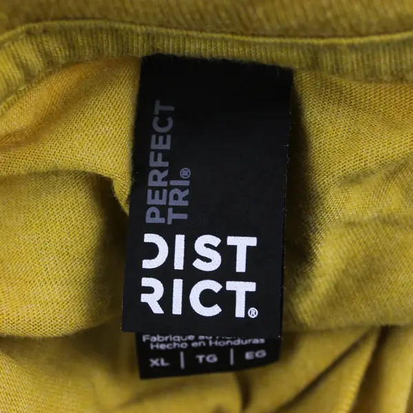 District Perfect Tri Yellow "Ramerica" Print Short Sleeve T-Shirt Womens Size XL
