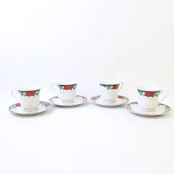 Tienshan Fine China Deck The Halls 16 Piece Boxed Dish Set Service For Four