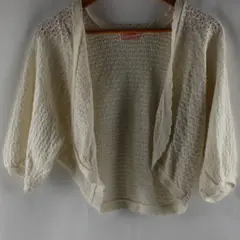 Vintage Orlon Women's M/L Cream Colored Knit Short Cardigan Dolman Sleeve Shrug