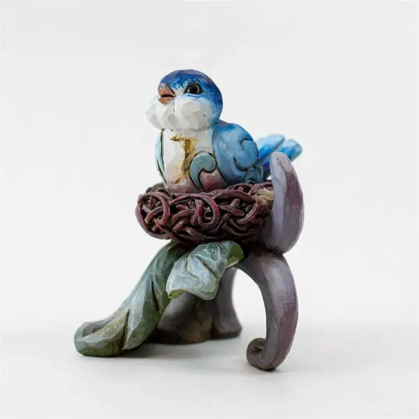 Jim Shore Heartwood Creek Bluebird in Nest on Branch Figurine 3.25in