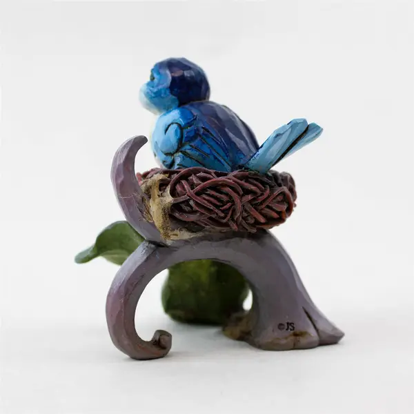Jim Shore Heartwood Creek Bluebird in Nest on Branch Figurine 3.25in