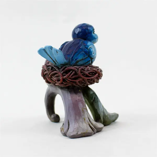 Jim Shore Heartwood Creek Bluebird in Nest on Branch Figurine 3.25in