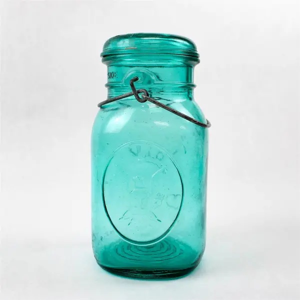 1976 Bicentennial Blue Ball Ideal Glass Jar A15 w/ Lid Vintage Collectible
