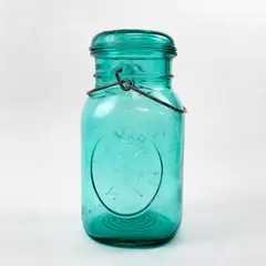 1976 Bicentennial Blue Ball Ideal Glass Jar A15 w/ Lid Vintage Collectible