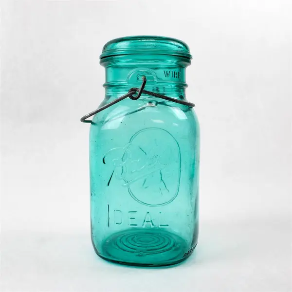1976 Bicentennial Blue Ball Ideal Glass Jar A15 w/ Lid Vintage Collectible