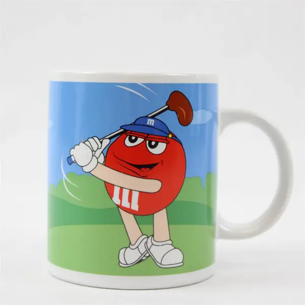 Galerie Ceramic Red and Yellow Peanut M&M Baseball Coffee Mug - Collectible