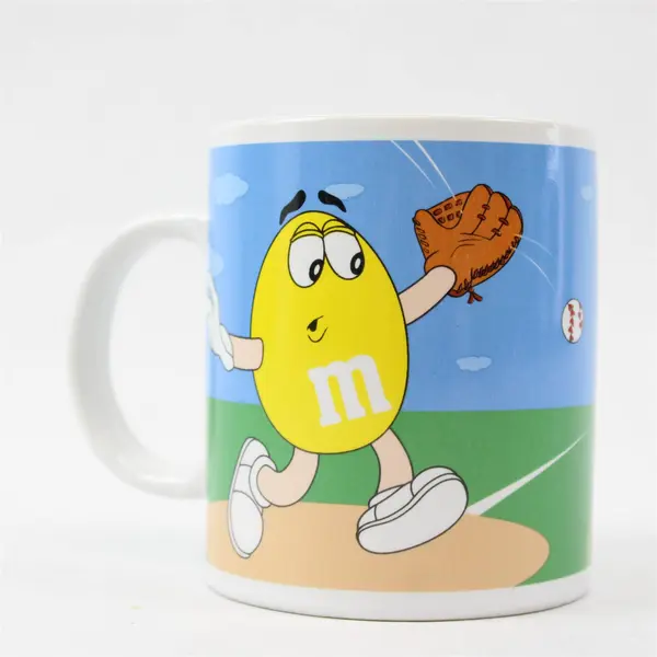 Galerie Ceramic Red and Yellow Peanut M&M Baseball Coffee Mug - Collectible