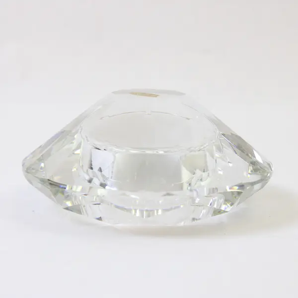 New Crystal Glass Votive Candle Holder 4in Faceted Round Decorative
