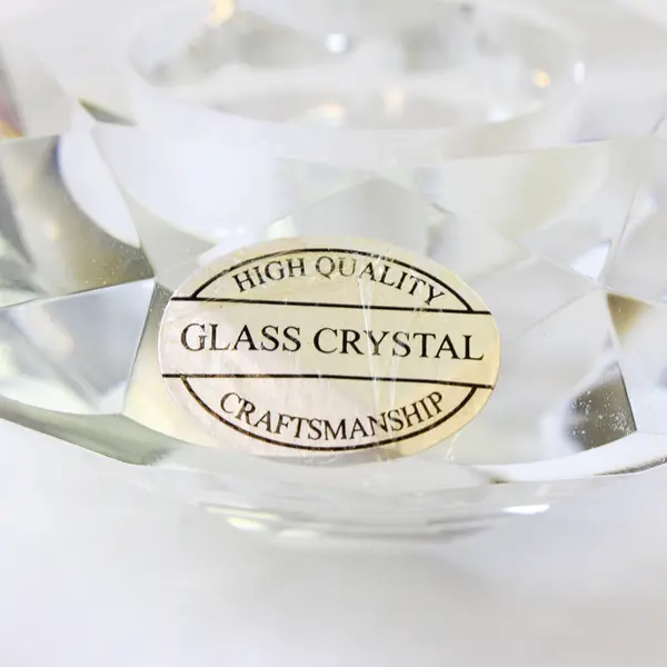 New Crystal Glass Votive Candle Holder 4in Faceted Round Decorative