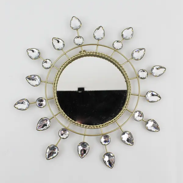 Lot of 3 Decorative Gold-Tone Round Starburst Wall Mirrors 10" FLAWED