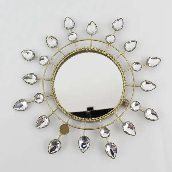 Lot of 3 Decorative Gold-Tone Round Starburst Wall Mirrors 10" FLAWED
