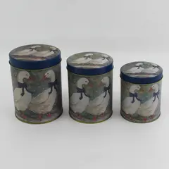 1980's Tin Canister Set of 3 Snow Geese Nesting Tins