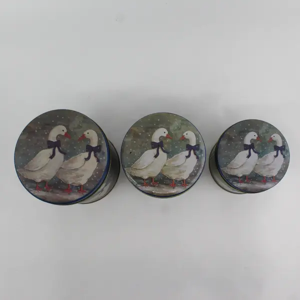 1980's Tin Canister Set of 3 Snow Geese Nesting Tins