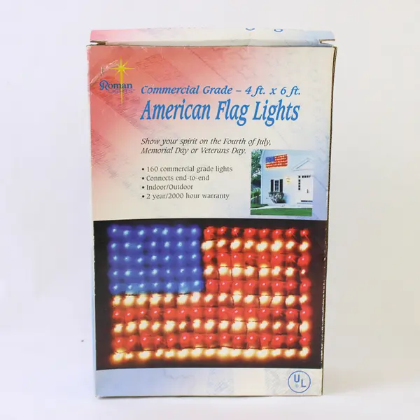 ROMAN LIGHTS American Flag Net Light Set 4x6 ft Patriotic String Lights
