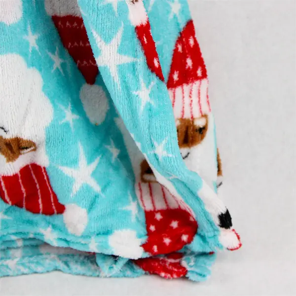 Light Blue Santa Faces Throw Blanket Christmas Holiday Cozy