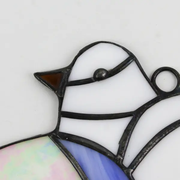 Stained Glass White Bird Window Hanging Suncatcher 6.12" x 5"
