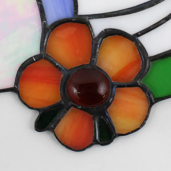 Stained Glass White Bird Window Hanging Suncatcher 6.12" x 5"