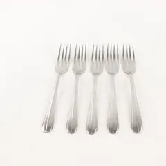 Lot Of 5 International Silver (Silco) Bradford Pattern 18/8 SS Forks 7.25" Good