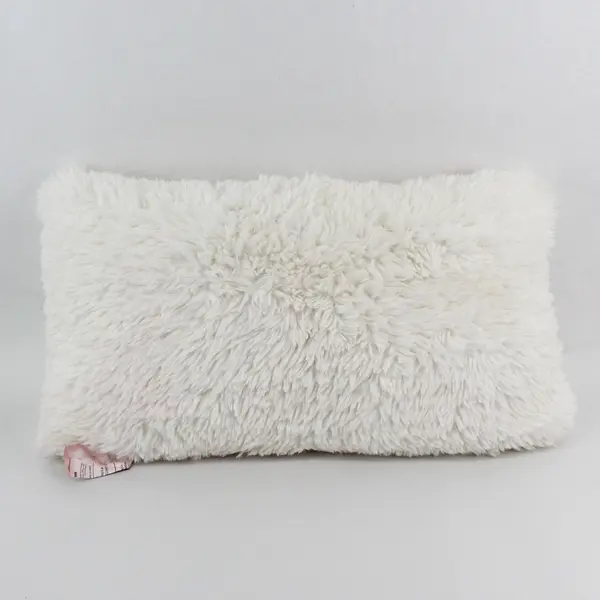 Lot Of 2 Unbranded Matching White Fluffy Throw Pillows 100% Polyester 14" x 24"