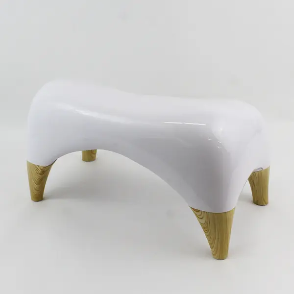 TUSHY Ottoman Premium Toilet Stool for Bathroom Use - 7.5" White w/Bamboo Legs