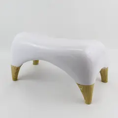 TUSHY Ottoman Premium Toilet Stool for Bathroom Use - 7.5" White w/Bamboo Legs
