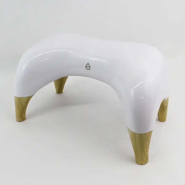 TUSHY Ottoman Premium Toilet Stool for Bathroom Use - 7.5" White w/Bamboo Legs