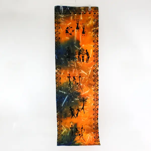 Blue & Orange Printed Rectangular Wall Hanging Fabric Home Decor 17"x57"