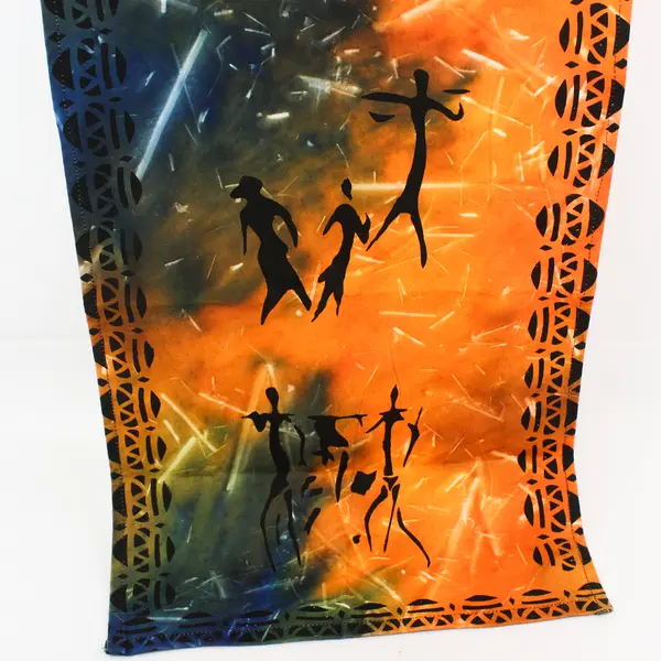 Blue & Orange Printed Rectangular Wall Hanging Fabric Home Decor 17"x57"