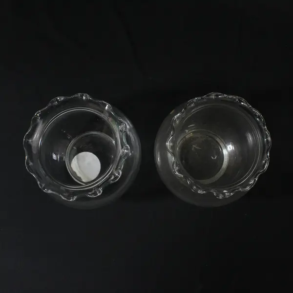 Lot Of 2 Indiana Glass Matching Clear Glass Small Round Bouquet Vases 5.5" Tall