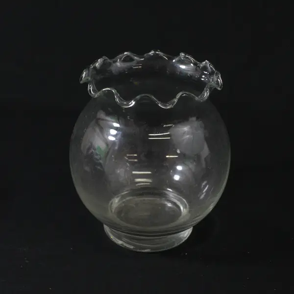 Lot Of 2 Indiana Glass Matching Clear Glass Small Round Bouquet Vases 5.5" Tall