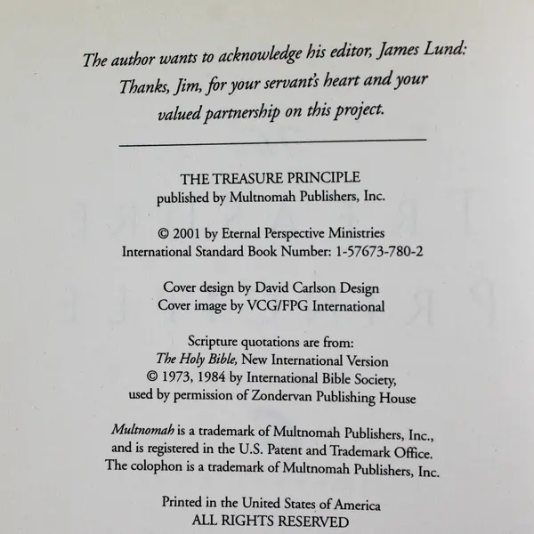 The Treasure Principle Discovering the Secret of Joyful Giving Randy Alcorn 2001