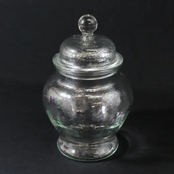 Unbranded Clear Pressed Glass Apothecary/Candy Jar With  Matching Lid 9" Tall