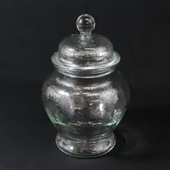 Unbranded Clear Pressed Glass Apothecary/Candy Jar With  Matching Lid 9" Tall