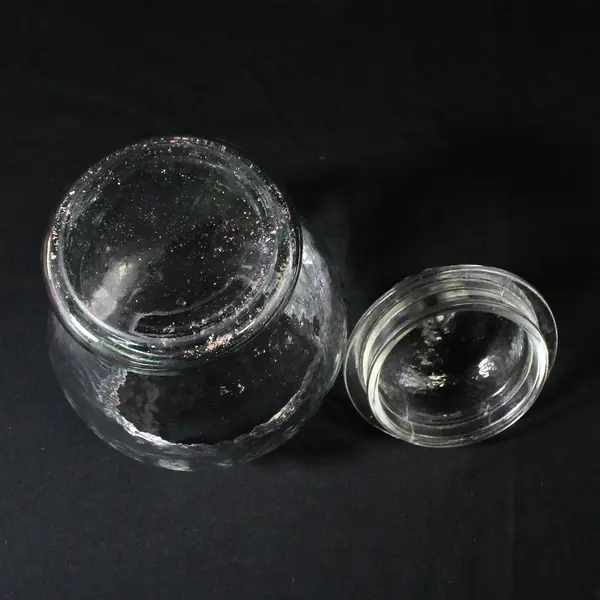 Unbranded Clear Pressed Glass Apothecary/Candy Jar With  Matching Lid 9" Tall