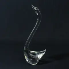 Unbranded/Unmarked Murano Style Clear Art Glass Swan Decor Figurine 10.25" Tall