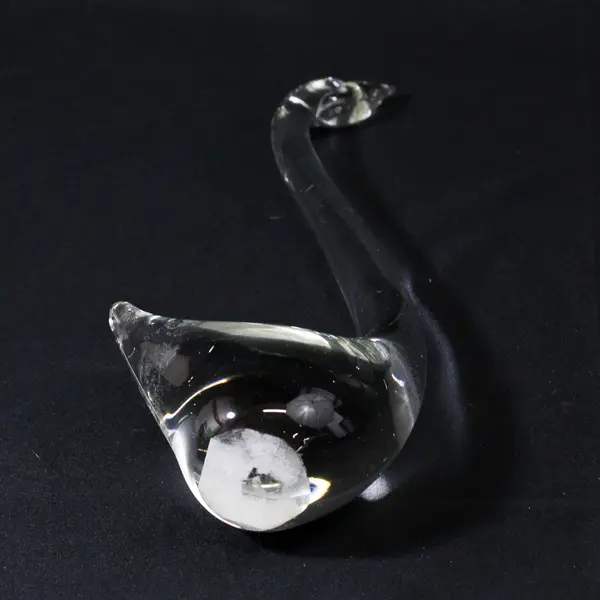 Unbranded/Unmarked Murano Style Clear Art Glass Swan Decor Figurine 10.25" Tall