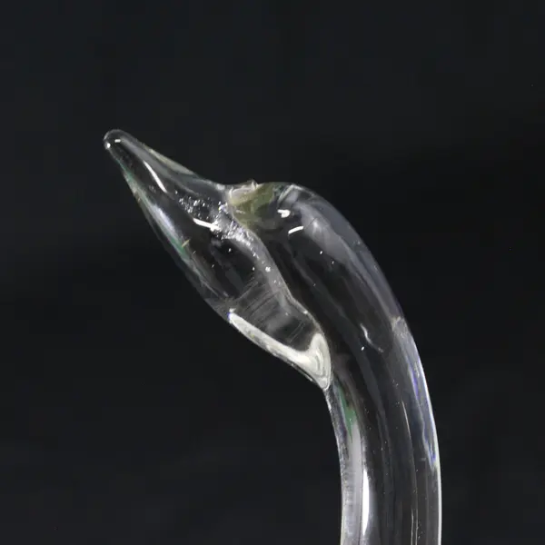 Unbranded/Unmarked Murano Style Clear Art Glass Swan Decor Figurine 10.25" Tall