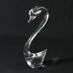 Unbranded/Unmarked Murano Style Clear Art Glass Swan Decor Figurine 8.75" Tall