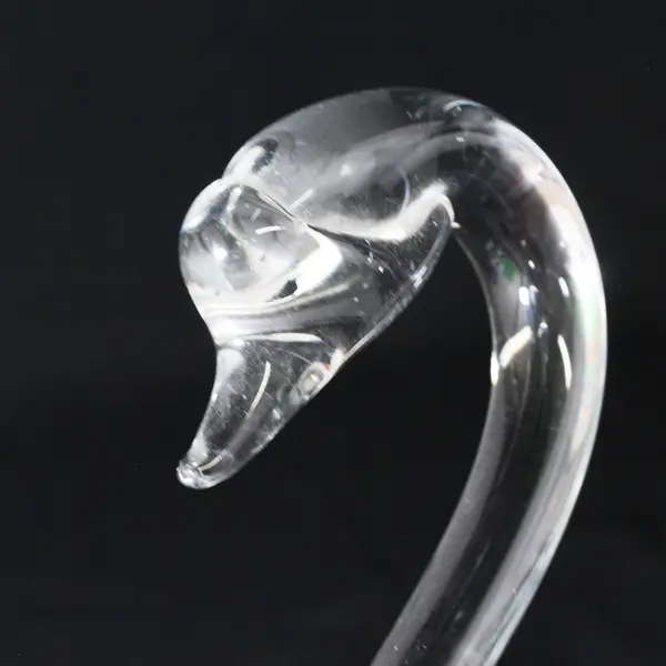 Unbranded/Unmarked Murano Style Clear Art Glass Swan Decor Figurine 8.75" Tall