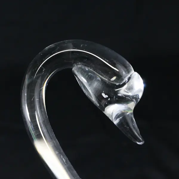 Unbranded/Unmarked Murano Style Clear Art Glass Swan Decor Figurine 8.75" Tall